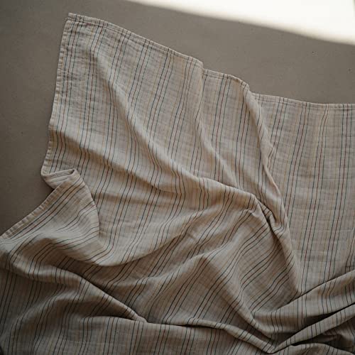 Image of mushie Muslin Baby Swaddle Blanket | 100% Organic Cotton (Retro Stripe)