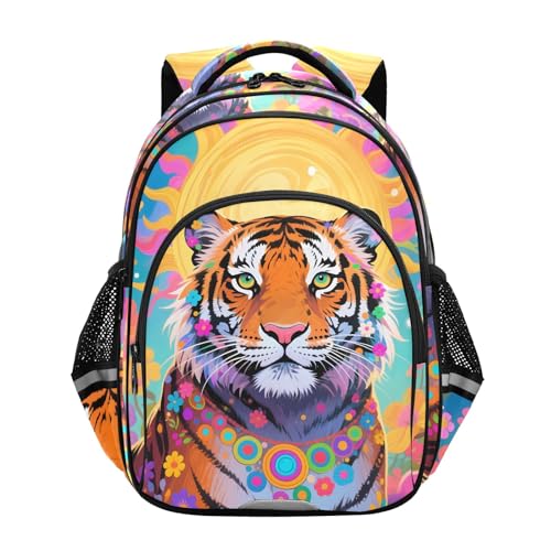 Boho Big Cat Sun Kids Backpack for Primary School Boys Girls Daypack Elementary Bookbag Travel Backpacks