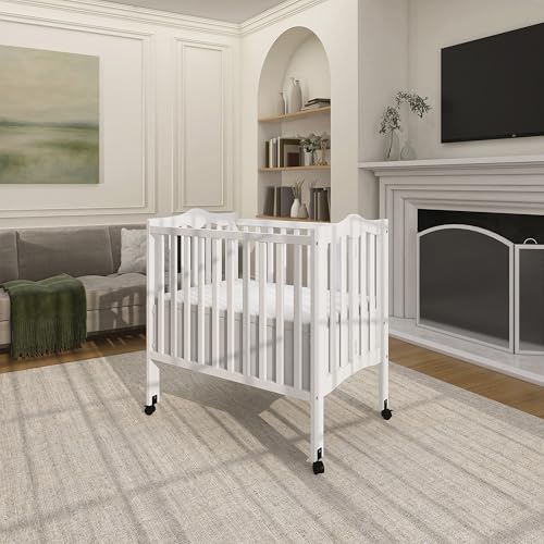 Image of Dream On Me 2-in-1 Lightweight Folding Portable Stationary Side Crib (1 Count (Pack of 1), White)
