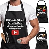 Generisch Lustige Grillschürze aus 100% Baumwolle – robust, verstellbar, 2 Fronttaschen – Mit waschfesten Aufdruck, als Kochschürze perfekt für Grillmeister & Vatertag