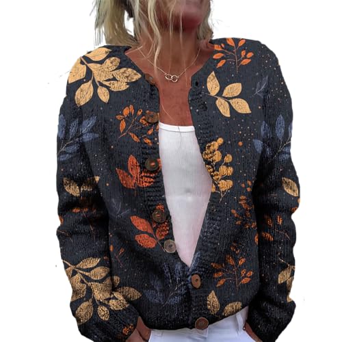 Womens Cardigan Sweater Chunky Plus Size Botton Lightweight Casual Long Sleeve Sweater Winter Fall Tops