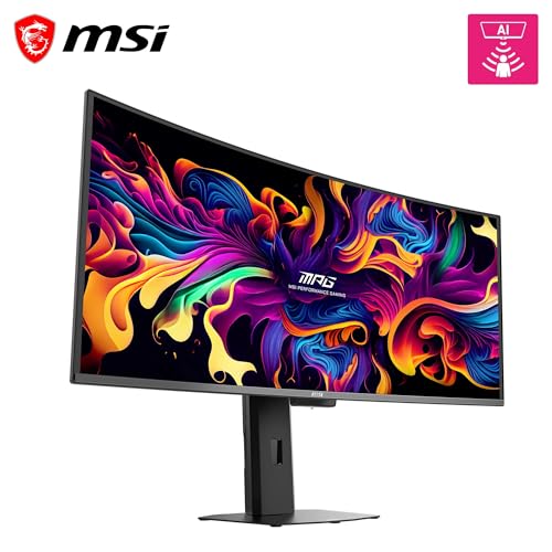 Image of MSI MPG 341CQR X36-34 UWQHD Gaming Monitor (3440x1440, 1800R), 5ª gen QD-OLED, 360Hz, 0.03ms, HDR Customization, Adaptive-Sync, KVM, HDMI 2.1, DP 2.1, USB-C (98W PD), AI Vision, Black