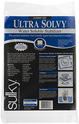 Sulky 19-1/2-inch x 3 yd Ultra Solvy Water Soluble Stabilizer,White