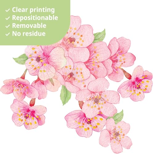 DECOWALL SG3-2320 Cherry Blossom Flower Wall Stickers Pink Hanging Floral Tree Branch Birds Decals Living Room Bedroom Office Home Decor - Image 4
