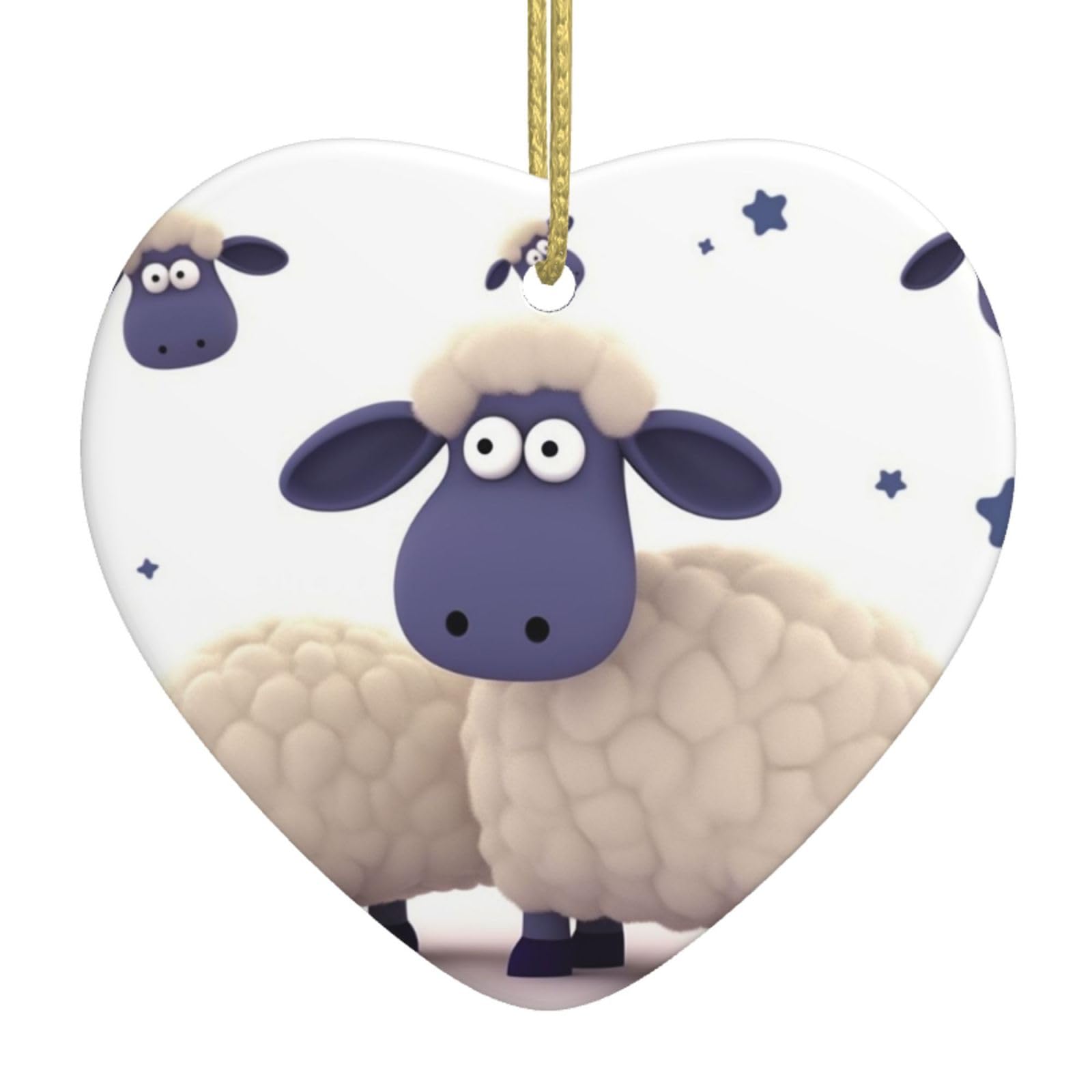 Fodpand Women's White Sheep Christmas Ornaments 2025, Gift Exchange For Men, Collectible Ceramic Ornament Heart Hanging Ornaments For Christmas Tree Decoration