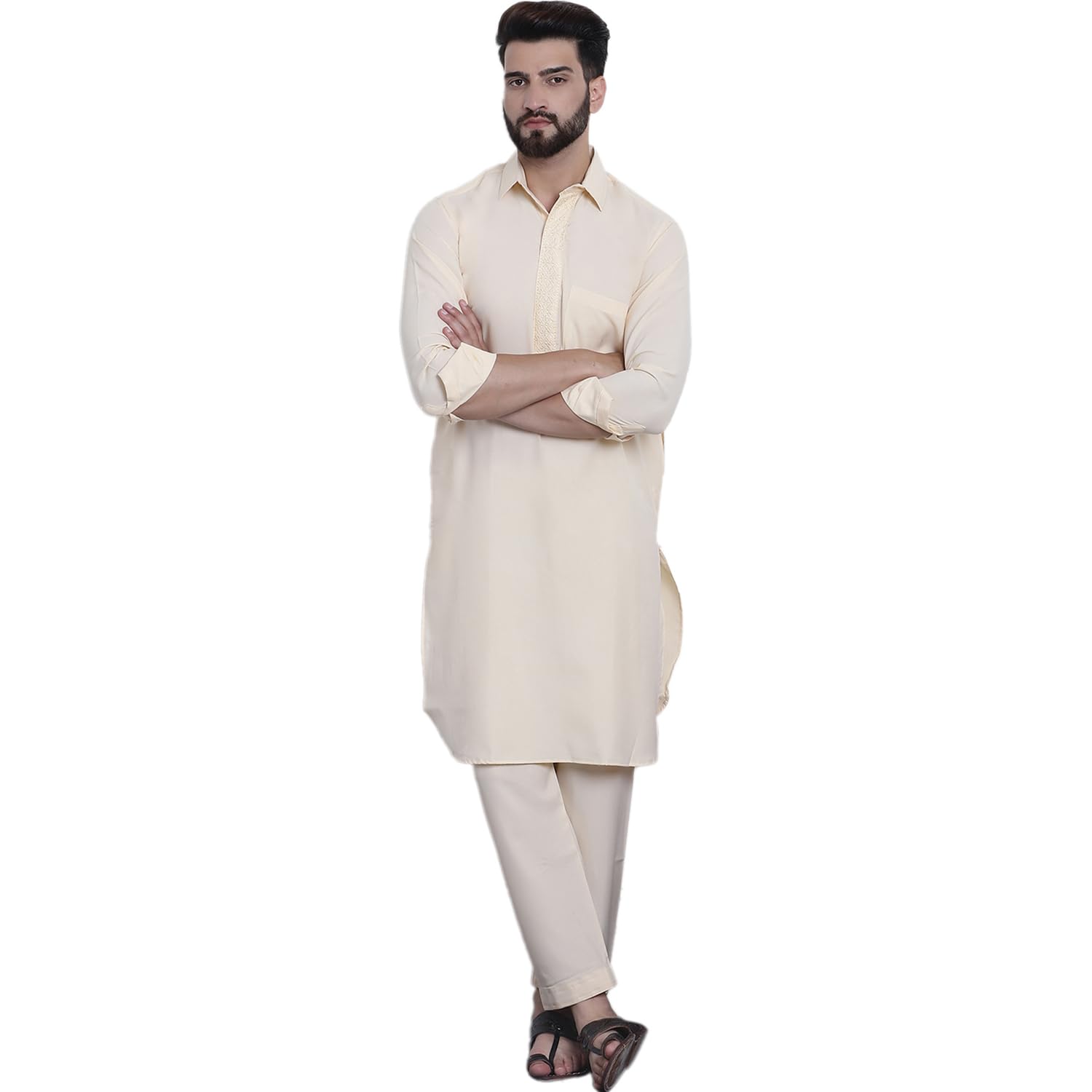 Sojanya (Since 1958 Men's Cotton Fawn Pathani Kurta Salwar Set