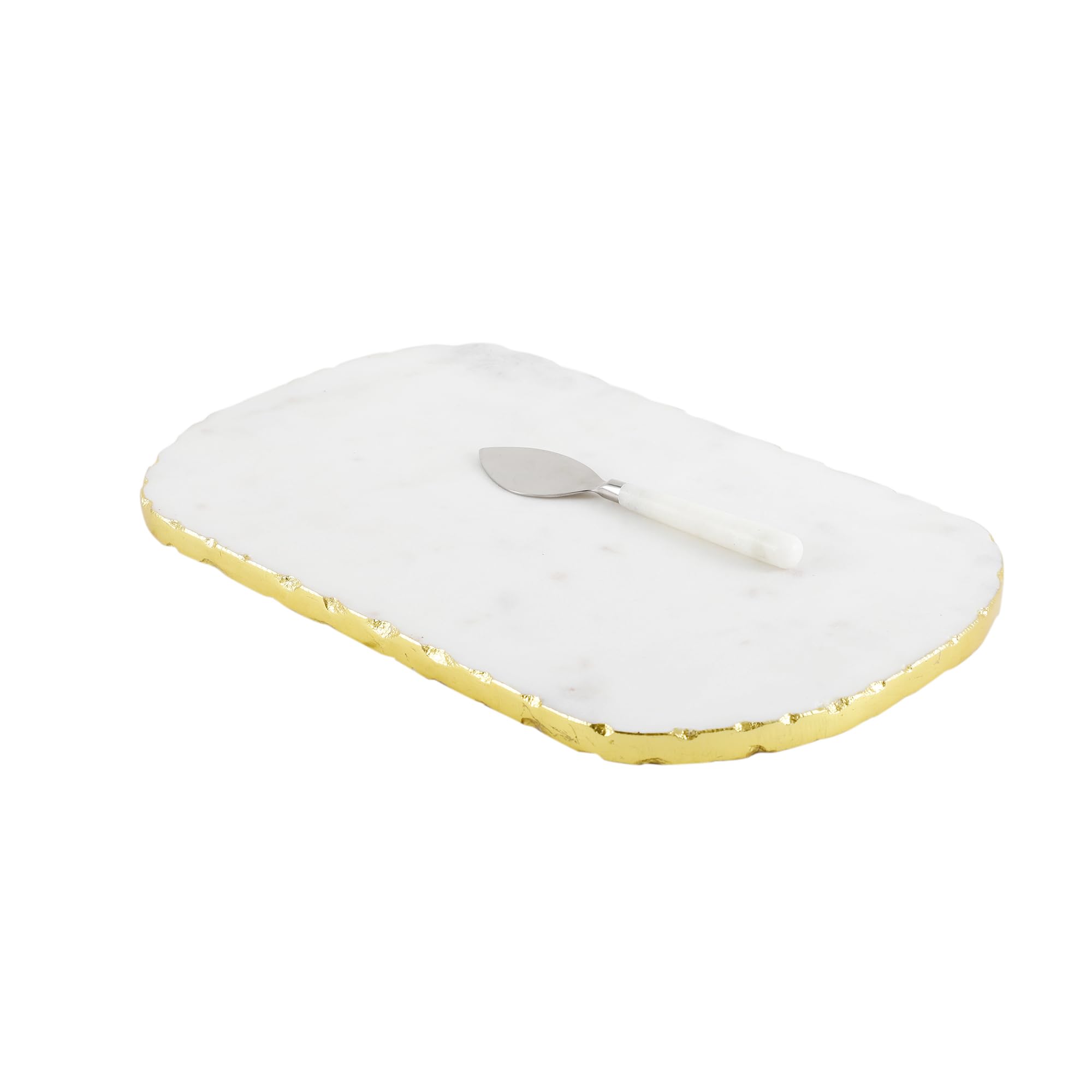 NikkisPride Indian Made Premium Marble Oval Cheese Platter with Cheese Knife Set – Elegant Serving Board for Parties, Entertaining & Gifts Standard Size 38 cm x 22.5 cm 2