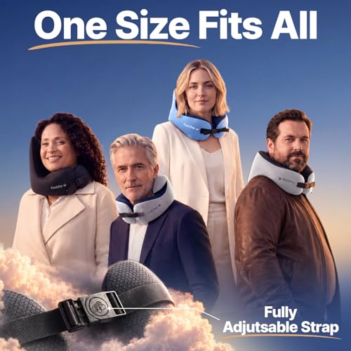 Image of ComfyNap Versatile Travel Neck Pillow for Airplane [Patented], 9 Positions in 3 Techniques, Plane Pillow with Pure Memory Foam, Travel Pillow with HeadRest Flight Sleep, Travel Essential - Mercury