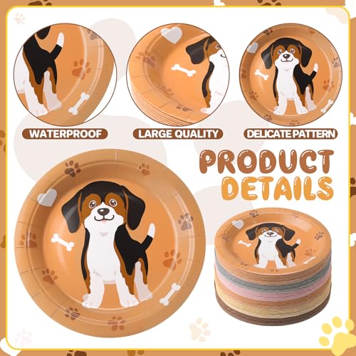 Image of Funnymoom 60 Pcs 7 Inch Dog Birthday Party Paper Plates Cute Puppy Themed Disposable Dessert Cake Plates Tableware Pet Paw Party Decorations Cartoon Animal Birthday Baby Shower Supplies Favors