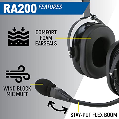 Rugged Air Ra200 General Aviation Headset For Student Pilots – Features Passive Noise Reduction Adjustable Headband Full Flex Mic Boom And Headset Bag #TOP4