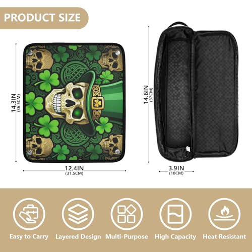 Organizador 2 en 1 para herramientas de cabello con bandeja resistente al calor y estuche de viaje de doble capa para plancha, rizador y secador plano, bolsa de viaje Sugar Skull St Patrick para mujer miniatura 4