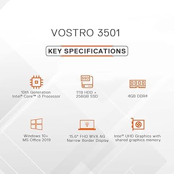 Dell Vostro 15 3501 Laptop(2021) | 15.6'' Full HD| Intel