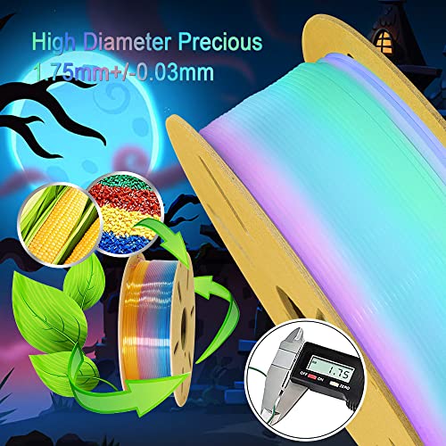 Image of Glow in Dark Fast Color Change Rainbow PLA 3D Printing Filament, Tidy Winding 1.75mm PLA, Widely Fit for 3D Printer; 1KG 2.2LBS Cardboard 3D Printing Material, Glowing in Dark Multi Colored