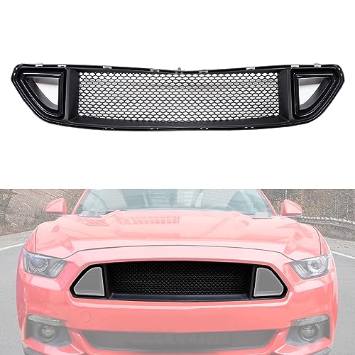 HAKA TOUGH Upper Grilles for Ford Mustang 2015-2017, Front Bumper Grill for Mustang Accessories Upper Hood Grille Mesh Style Black