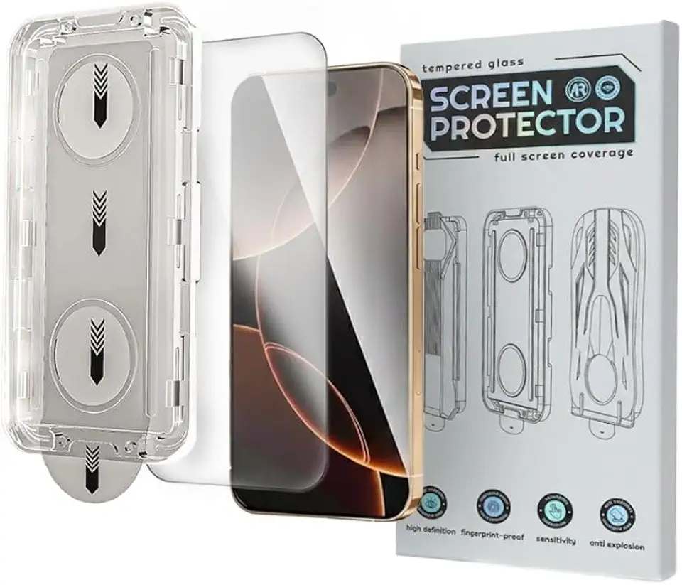 Película De Proteção De Vidro 3D Com Aplicador Ultra Fácil Proteção 9H Vidro Temperado iPhone 17 Pro Max