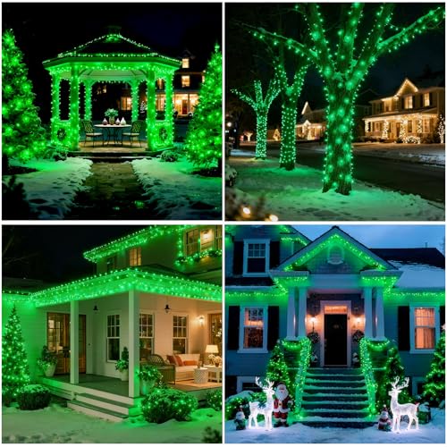 SOLARBABY Guirnaldas Luces Exterior Solar, 4 x 10M 100 LED Luces Navidad Exterior Solares 8 Modo,IP65 Impermeable Navidad Cadena de Luces Solares para Exteriores Jardín Del Arbol Xmas Decor, Verde - imagen 8