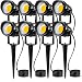 SUNVIE 12W LED Landscape Lights Low Voltage (AC/DC 12V) Waterproof Garden Pathway Lights Super Warm White (900LM) Walls Trees Flags Outdoor Spotlights with Spike Stand (8 Pack)