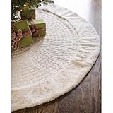 Balsam Hill Berkshire Christmas Ivory Tree Skirt - Elegant Quilted Tree Base That Beautifully Conceals Your Stand and Enhances Your Holiday Decorating, Ivory, 72'
