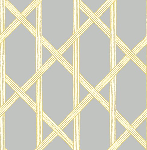 BHF fd22423u00a0KJ azmaara Mandara enrejado papel pintado, color gris/amarillo