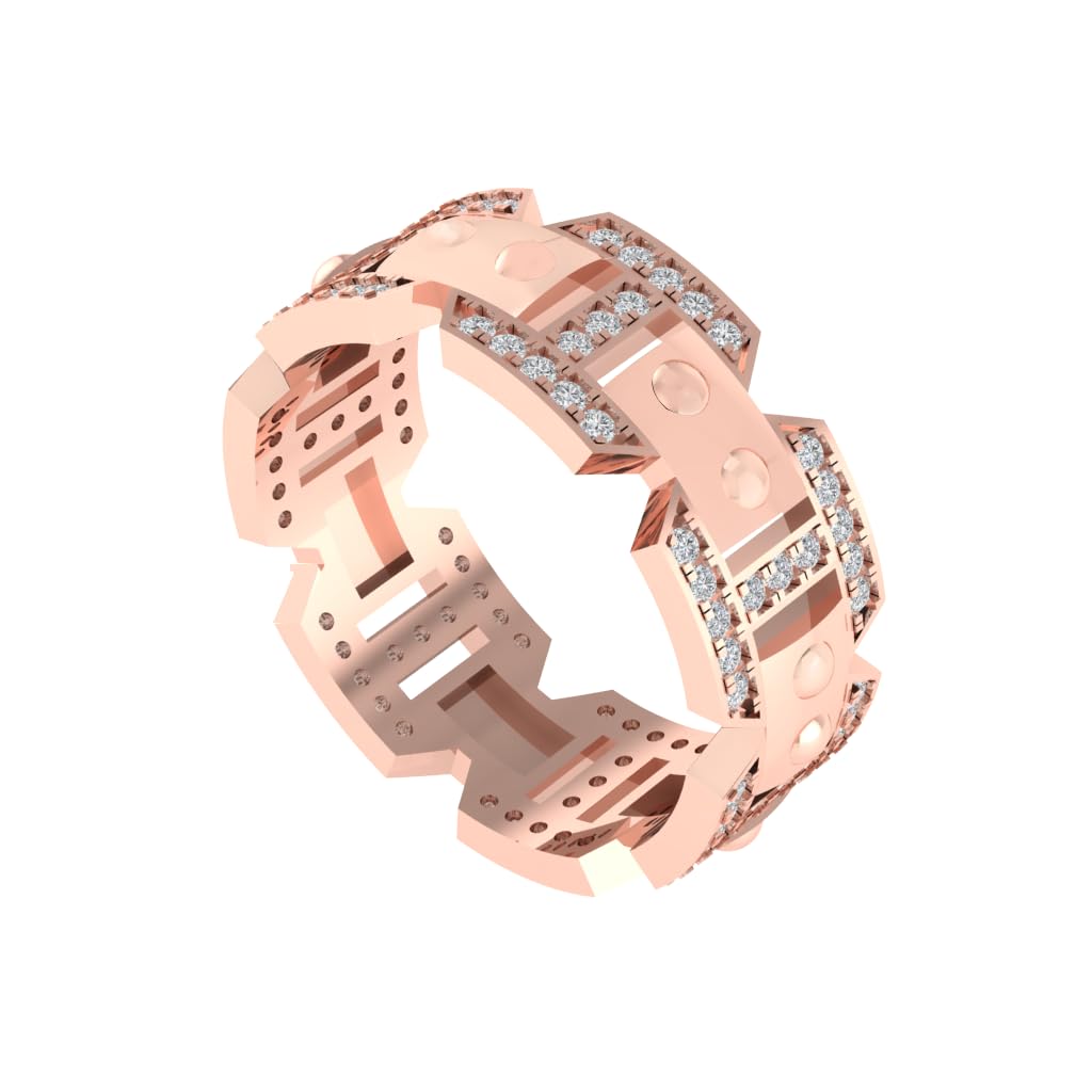 Pure 925 Sterling Silver Modern Designer Band Ring | Gold, Rhodium, Rose Gold Plating Options | Diamond Ring Gift for Men and Boys | Model RSM02037-image-36