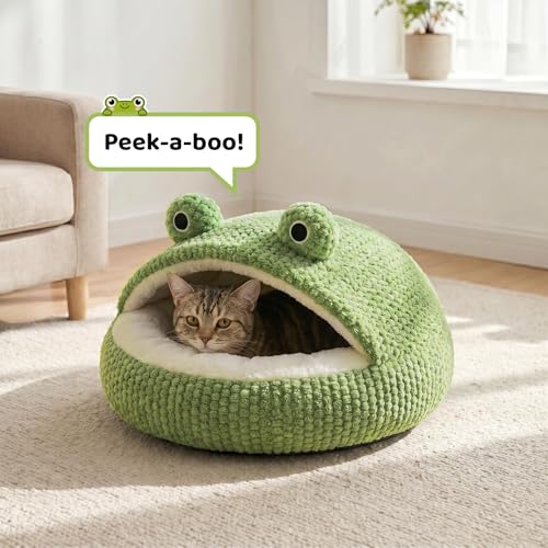 CWV Cute Cat Beds Kitten Beds, Soft Small Dog Beds, Washable Pet Beds for Puppy and Kitty, Funny Frog Cat Cave, 23 Inches - Image 4
