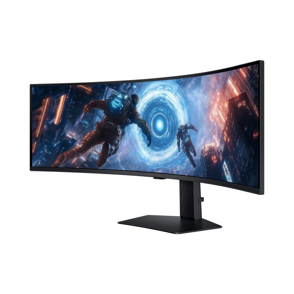Samsung Monitor Gaming Odyssey G9 (S49FG912EU), Curvo (1000R), 49'', 5120x1440 (Dual QHD), 32:9, HDR 600, VA, 144Hz, 1ms (GtG), FreeSync Premium Pro, HDMI, DP, Ingresso Audio, HAS
