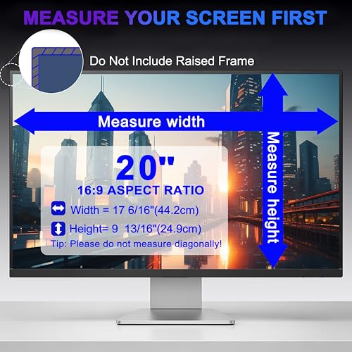 [2 Pack] 20 Inch Computer Privacy Screen for 16:9 Aspect Ratio Widescreen Monitor, Eye Protection Anti Glare Blue Light Computer Monitor Privacy Filter, Removable Anti-Scratch 20in Protector Film by GlanceGuard - Used condition - Image 8