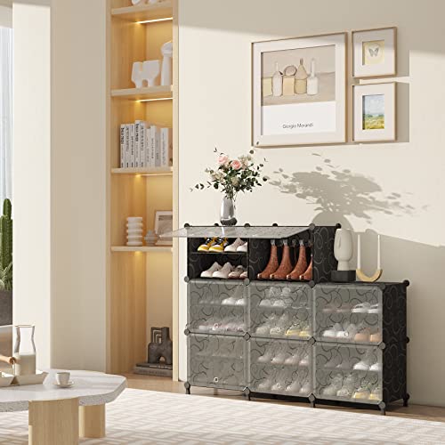 AWTATOS 8 Tiers Shoe Rack Organizer, 32 Pair Shoe Storage Cabinet, Black