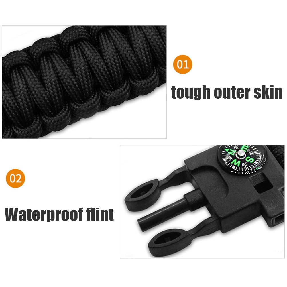Bracciale di sopravvivenza in 2 pezzi, bracciale Paracord multiuso per escursioni, campeggio, arrampicata e attività all'aperto.