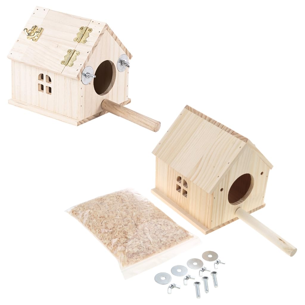 Caja de cría de loros, nido de pájaros colgante, jaula de pájaros, caja de apareamiento de madera para periquitos, cacatúas, periquitos