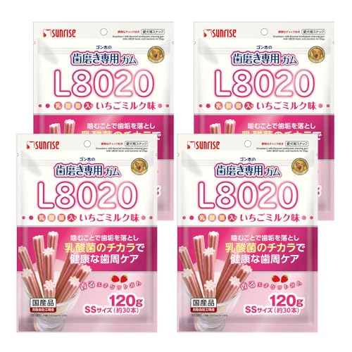 ゴン太の歯磨き専用ガムSSサイズ L8020乳酸菌入り いちごミルク味 120g 4個セット