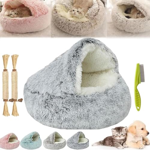 Olvys Cozy Cocoon Dogs Bed, Comfy Cocoon Pet Beds, Cozy Cocoons Pet Bed for Dogs, Dog Bed Medium Size Dog,Washable Cat Bed, Round Cat Bed Pet Mattress,Non-Slip Bottom (Grey, 15.7in)