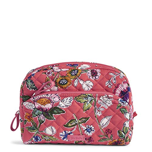 Vera Bradley Women's Cotton Medium Cosmetic Makeup Organizer Bag, Coral Floral, One Size