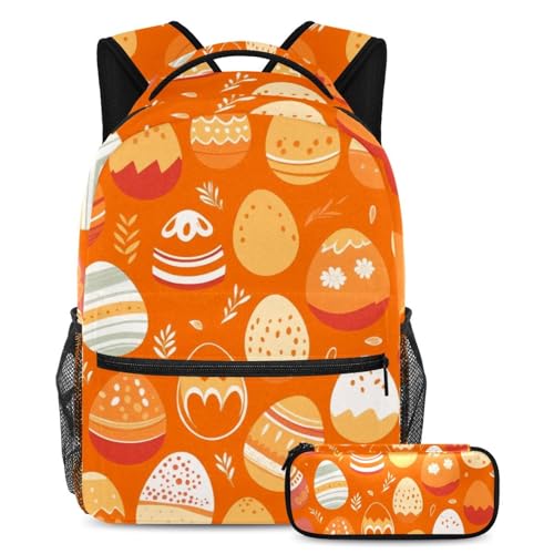 Sac à dos et trousse à crayons pour le collège motif œufs de Pâques multicolore