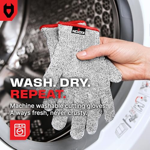 NoCry Premium Cut Resistant Gloves Food Grade — 100% Food Safe — Level 5 Meat Cutting Glove for Chefs & Butchers — Perfect Mandoline Glove or Oyster Shucking Gloves with Superior Comfort & Dexterity