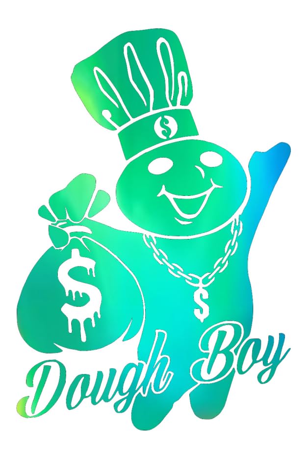 Image of Dough boy Money Bags Decal Sticker, Multiple Sizes and Colors (Holographic Green, 10x7 inches)