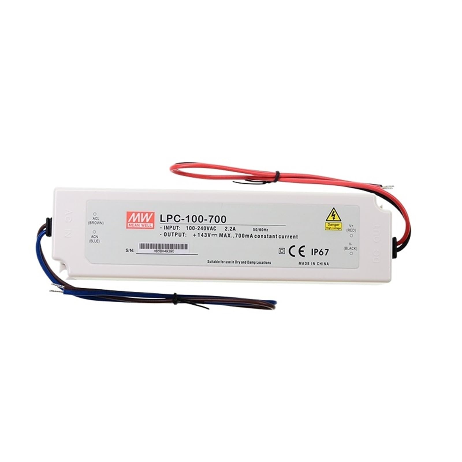 FCARUMIQP LPC-100-700 Switching Power Supply 700mA 100W IP67 Waterproof LED Driver 110V/220VAC
