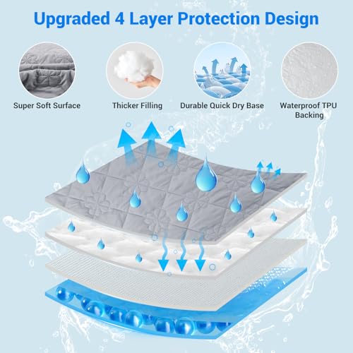 Image of Waterproof Mattress Protector, Noiseless Full Size Mattress Pad with Deep Pocket Fitted Up to 2-12 inches, Soft Breathable Bed Mattress Cover Washable for Bedroom, Hotel(1, Gray, Full)