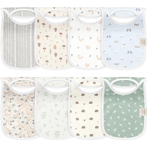 Image of 8-Pack Baby Bibs for Boys, Girls - Pullover Bibs for Drooling Teething Baby Girl & Boy Toddler, Newborn, Soft & Absorbent, Cute Colors, Large Torso Coverage Keep Infant Clean & Dry (Prairie)