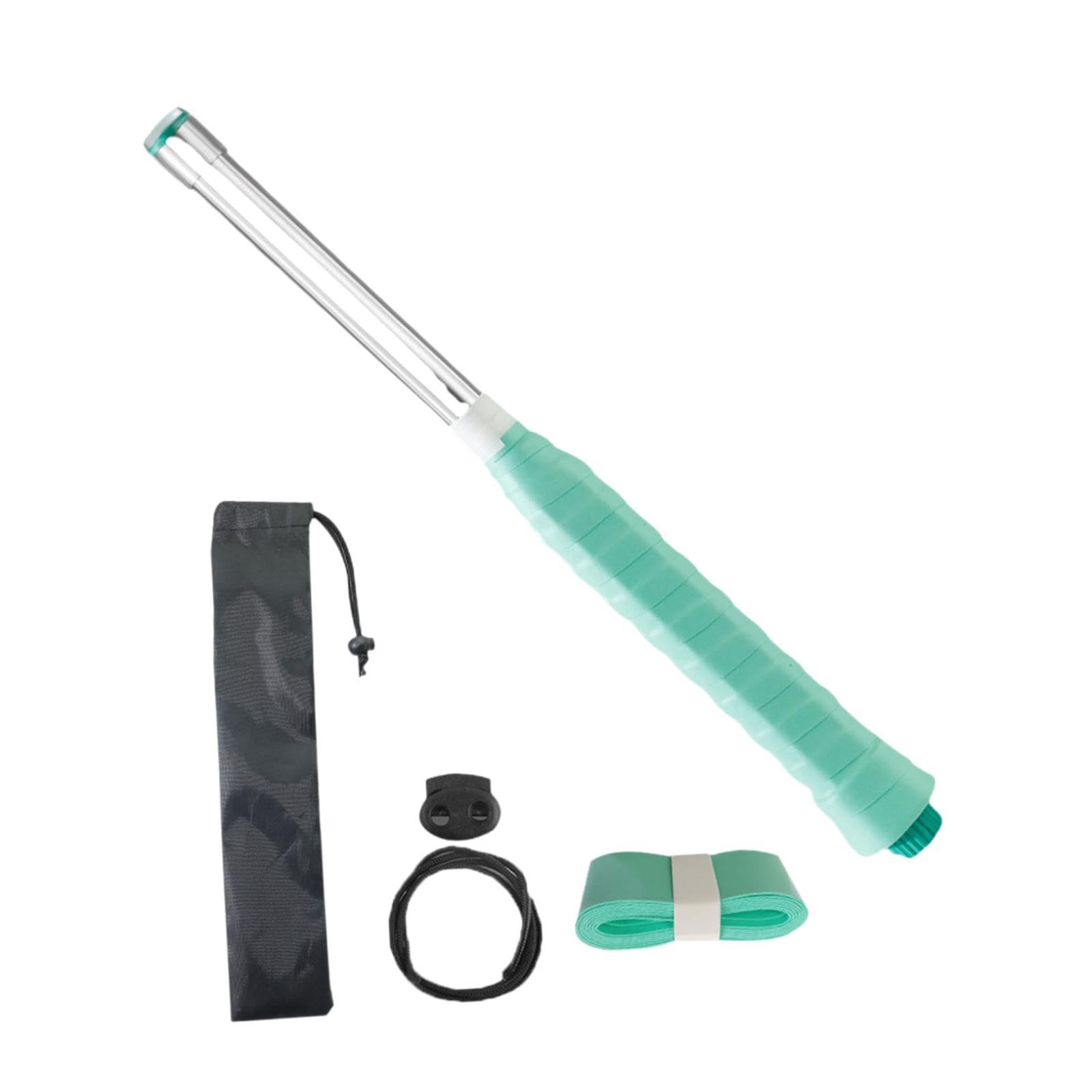 Menolana Badminton Racket Swing Stick Badminton Swing Training Aid, Anti Drop Lanyard Lightweight Auxiliary Tool for Corridors Parks, Green