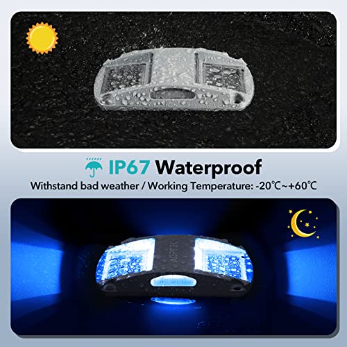 AGPTEK Solar Driveway Lights 20 Pack, Outdoor Deck Dock Marine LED Solar Powered Waterproof Driveway Marker Lights for Warning Step, Sidewalk, Pathway, Garden, Yard (Blue Light) by AGPTEK - Image 5