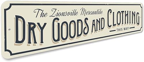 Vista 3 de Dry Goods & Clothing This Way Arrow Mercantile Company General Store City Location Aluminum Sign - 3 x 13