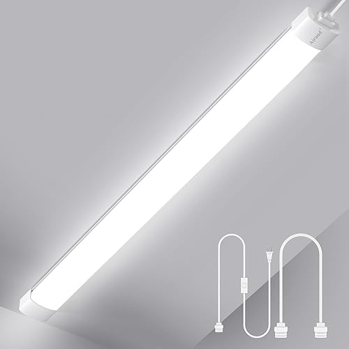 Luz LED de garaje de 5 pies con cable de enchufe, luces LED impermeables de 5000 K para debajo del gabinete, luces de tubo de iluminación de 45 W