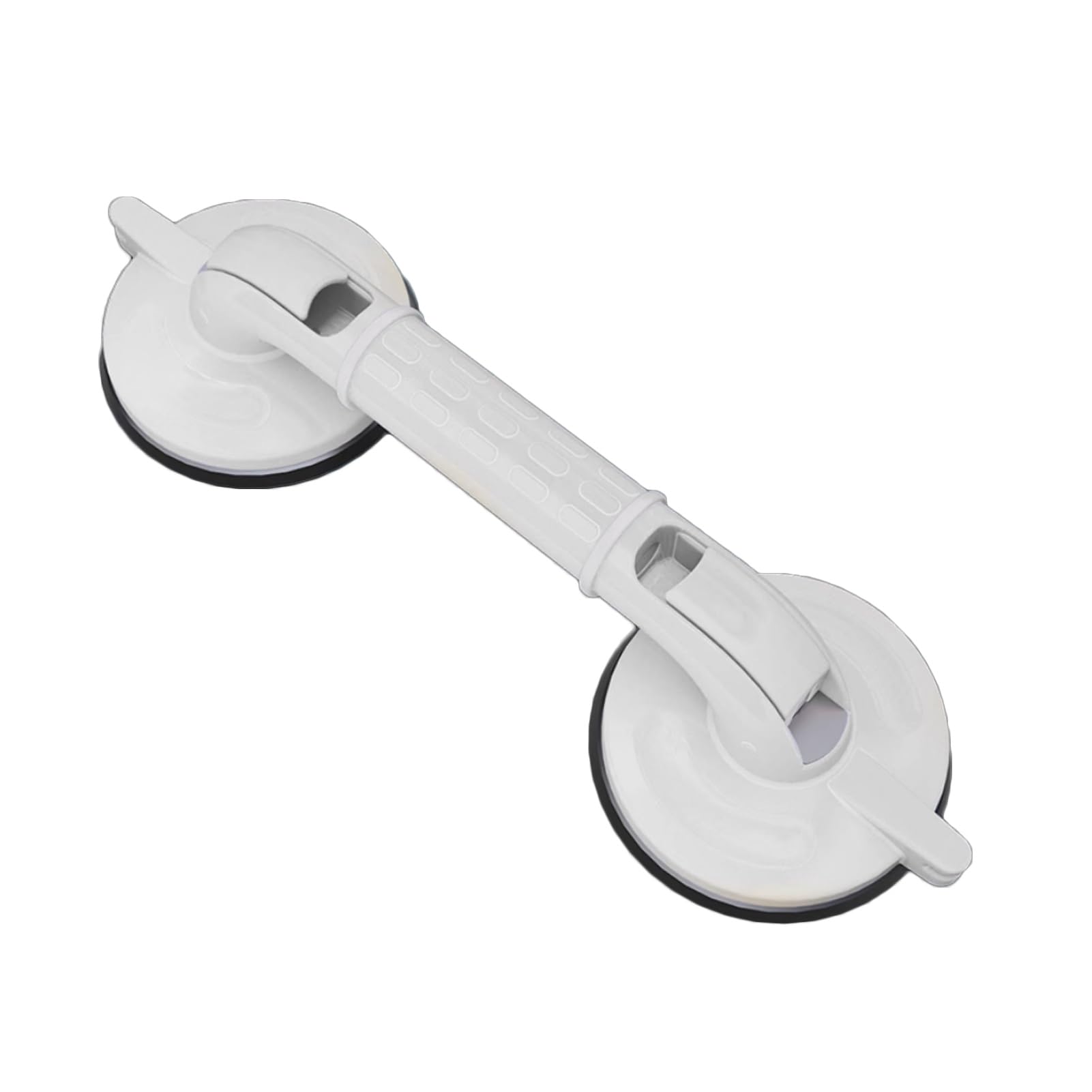 Asa de Ducha Reutilizable, Barra de Agarre Angular de plástico, Soporte con Ventosa para Apoyo y Equilibrio, con relieves, para Personas Mayores (Blanco, 46 cm de Largo).