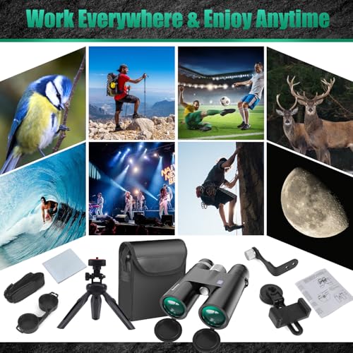 Image of 18X50 High Powered Binoculars for Adults with Upgraded Phone Adapter, Tripod and Tripod Adapter,Waterproof Compact Binoculars with Low Light Vision for Bird Watching,Travel,Sightseeing