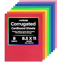 Hygloss Products Corrugated Cardboard in Assorted Colors - 8.5 x 11 Inches Corrugated Bright Sheets - 8 Sheets