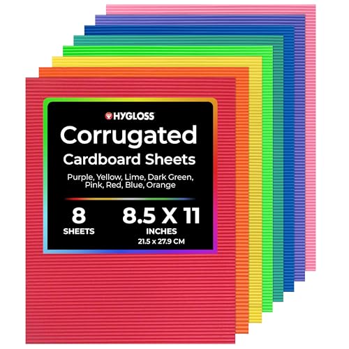 Hygloss Products Corrugated Cardboard in Assorted Colors - 8.5” x 11” Inches Corrugated Bright Sheets - 8 Sheets Hygloss Products Corrugated Cardboard in Assorted Colors - 8.5” x 11” Inches Corrugated Bright Sheets - 8 Sheets