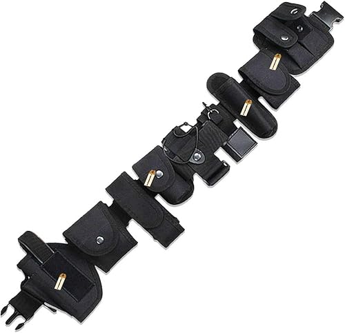 Miniatura 5 de Lsgoodcare Multifunción Policía Guardia de Seguridad Militar Táctico Servicio Utilidad Cinturón, Negro 10 en 1 600D Nylon Ajustable Equipo Modular