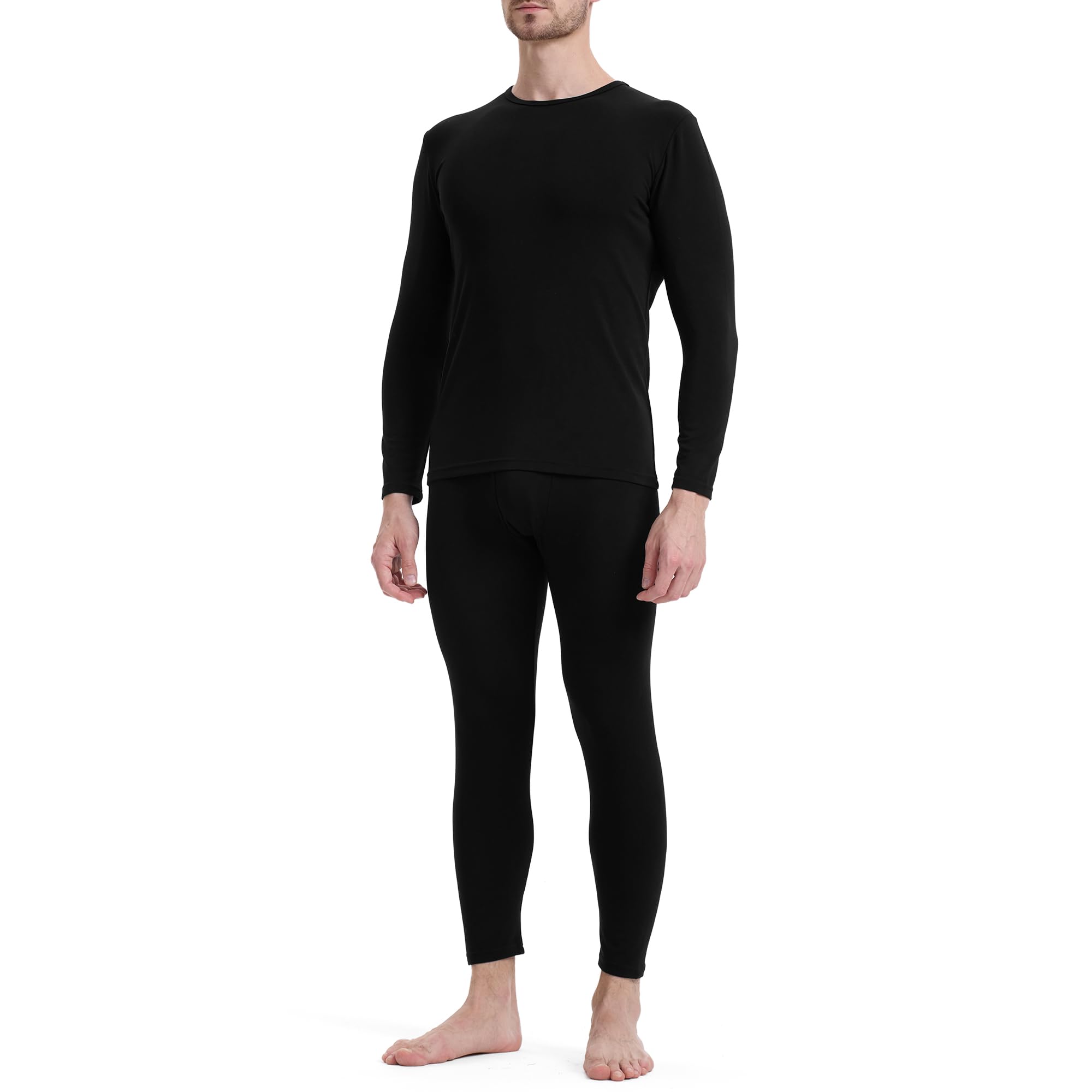 BAMBOO COOLMen's Thermal Underwear Long Johns Pants with Soft Lined Performance Base Layer Bottoms for Cold Weather 2 Pack