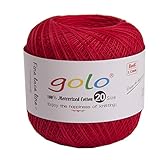 golo Crochet Thread Size 20 Yarn for Hand Knitting Tatting Yarn Light Red 700